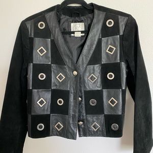 Gantos Vintage 100% black leather jacket size medium